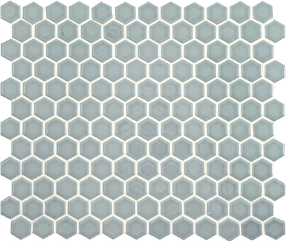 Mini Light Grey Gloss Hexagon - Hyperion Tiles