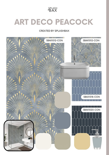 Shower Panel Art Deco Peacock By Hyperion Tiles