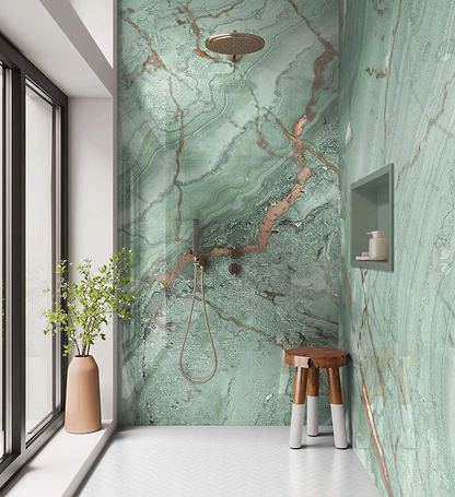 Shower Panel Olive Green Marble By Hyperion Tiles