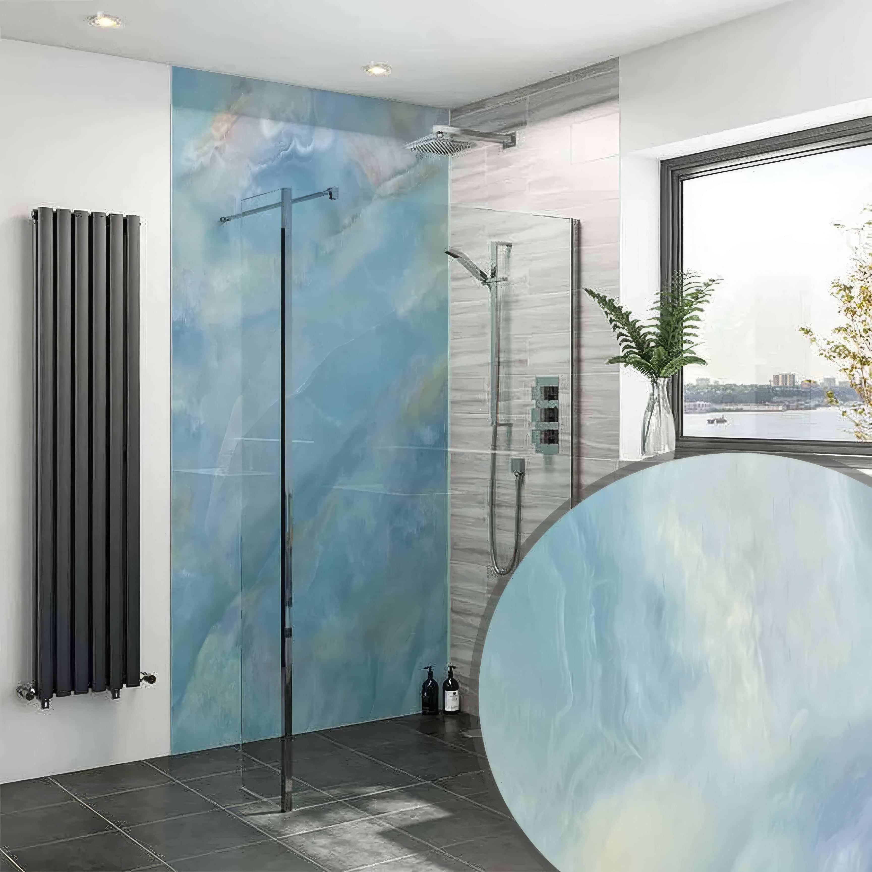 Shower Panel Onyx Crystal Carte D’Or Blue By Hyperion Tiles