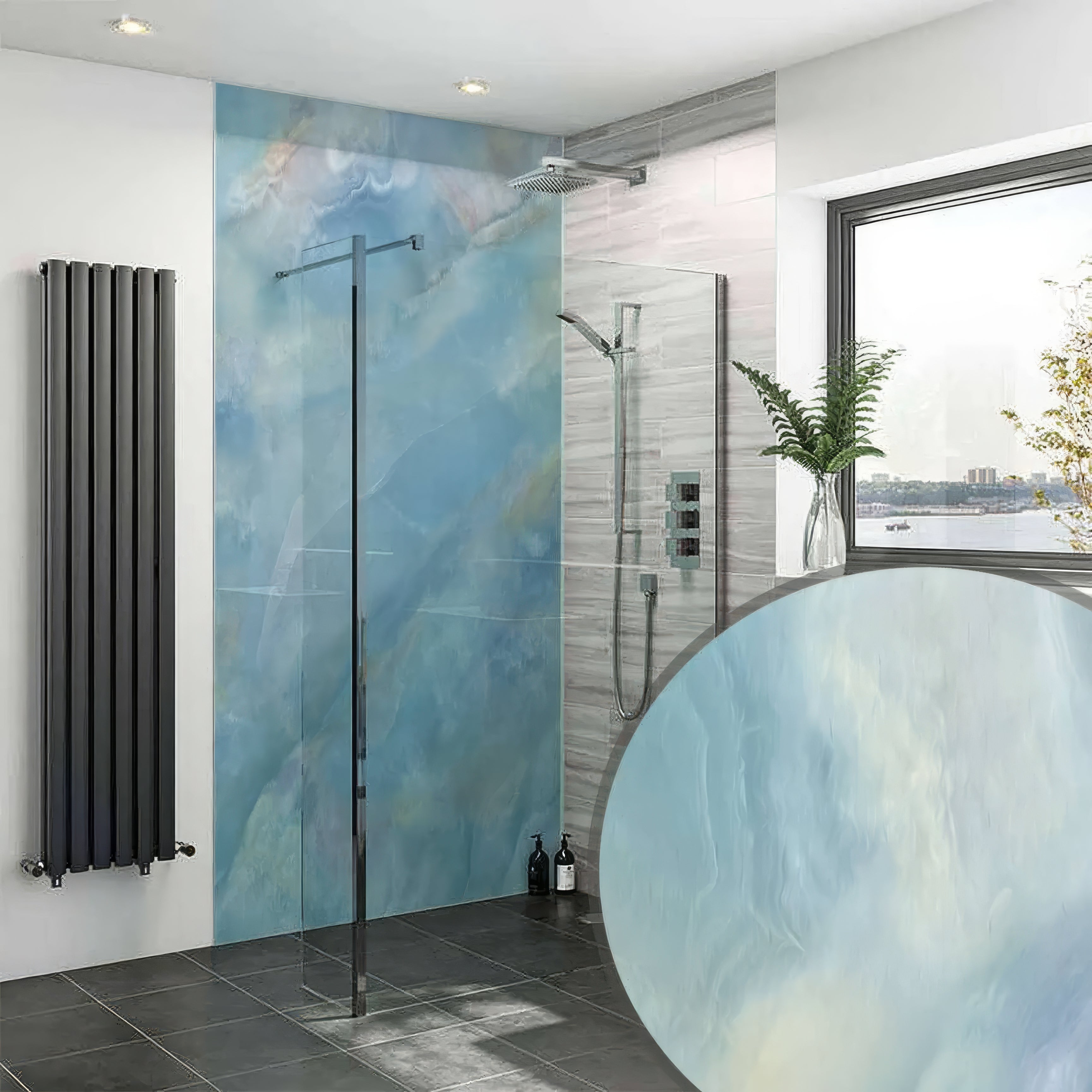 Shower Panel Onyx Crystal Carte D’Or Blue By Hyperion Tiles