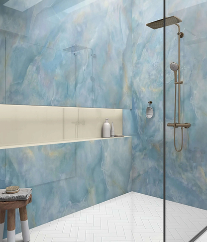 Shower Panel Onyx Crystal Carte D’Or Blue By Hyperion Tiles