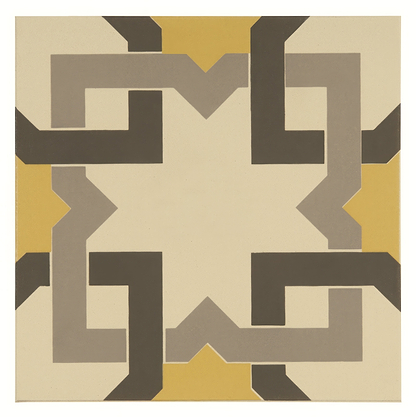 Ottoman Summer Yellow, Light Grey and Dark Grey on White - Hyperion Tiles