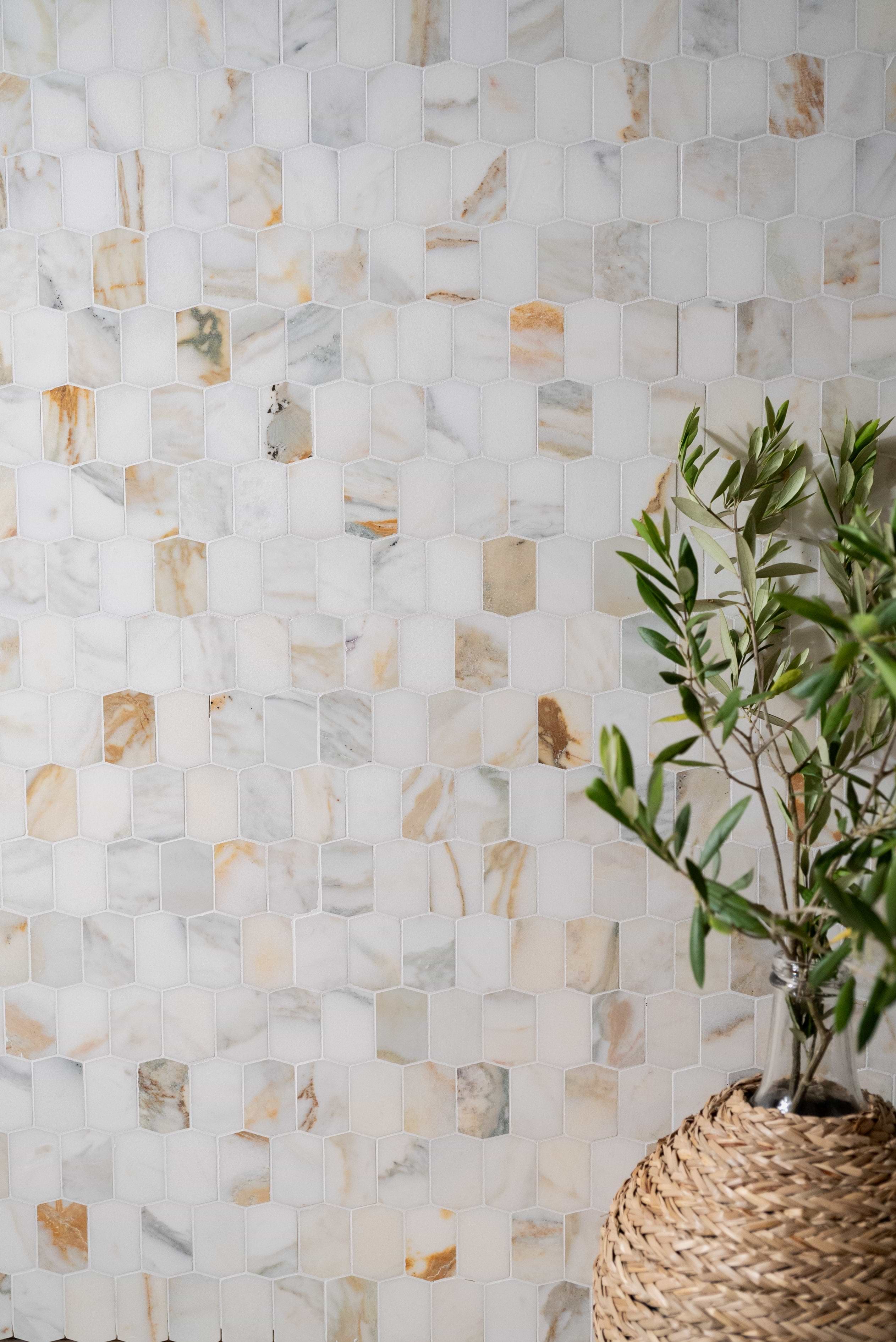 Palazzo Oro Marble Picket Mosaic From Hyperion Tiles