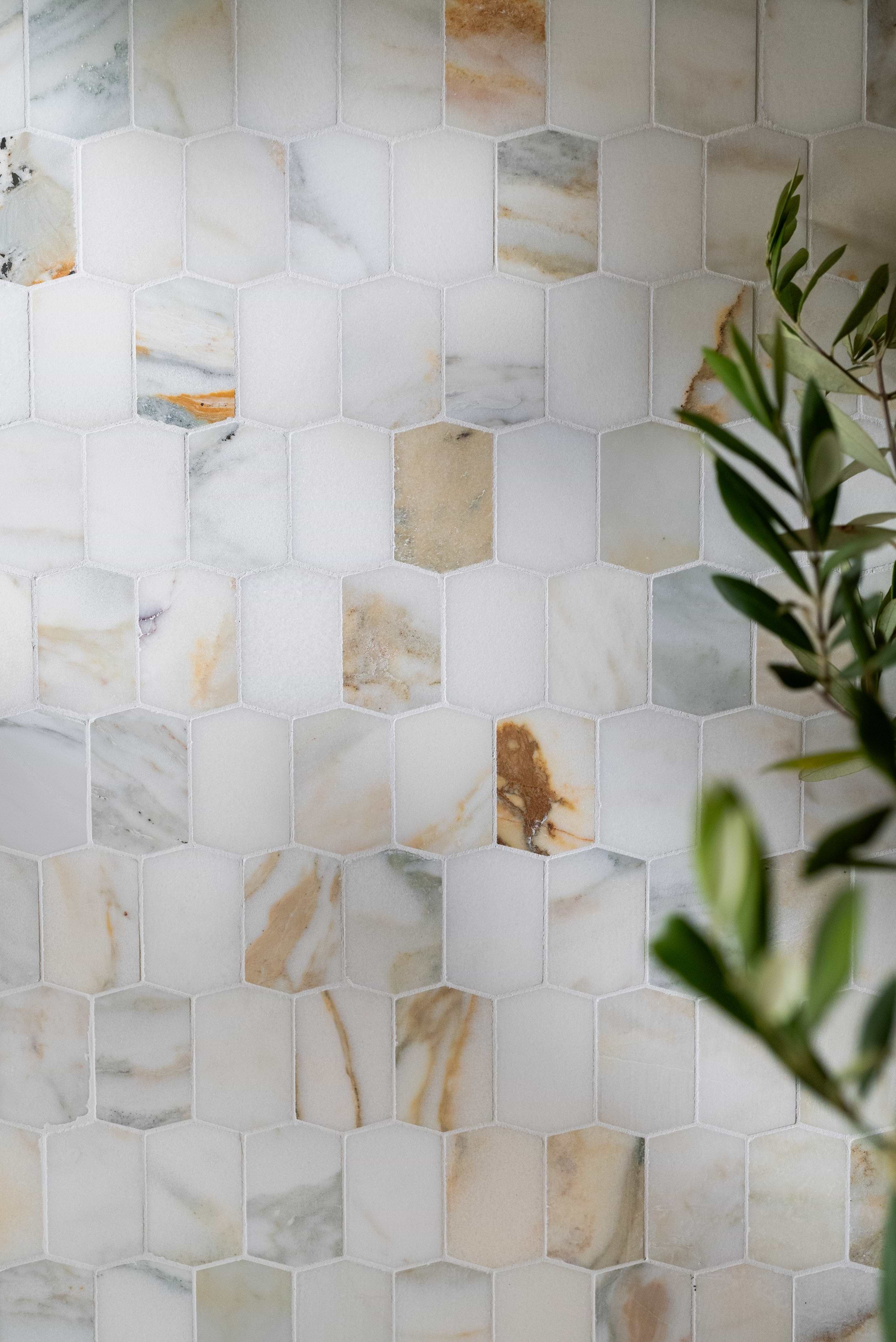 Palazzo Oro Marble Picket Mosaic From Hyperion Tiles