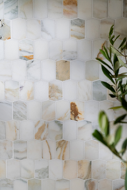 Palazzo Oro Marble Picket Mosaic From Hyperion Tiles