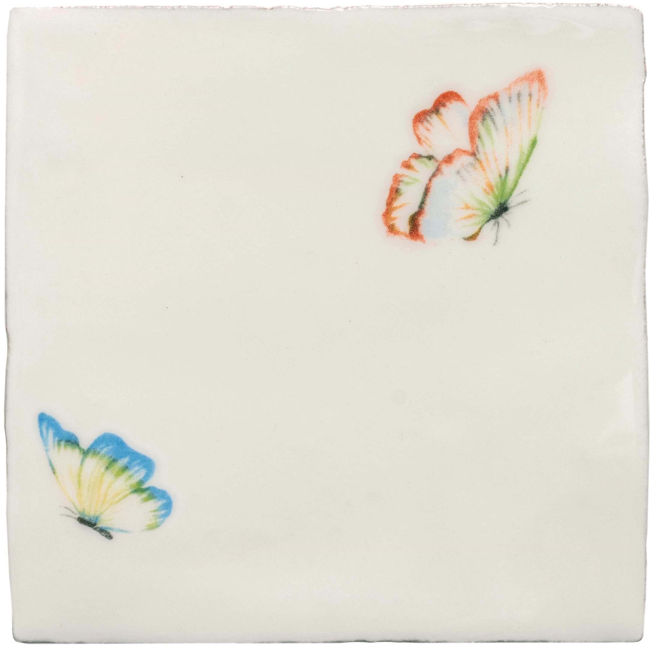 Pandora White & Azure Angel Pastel on Cotton - Hyperion Tiles
