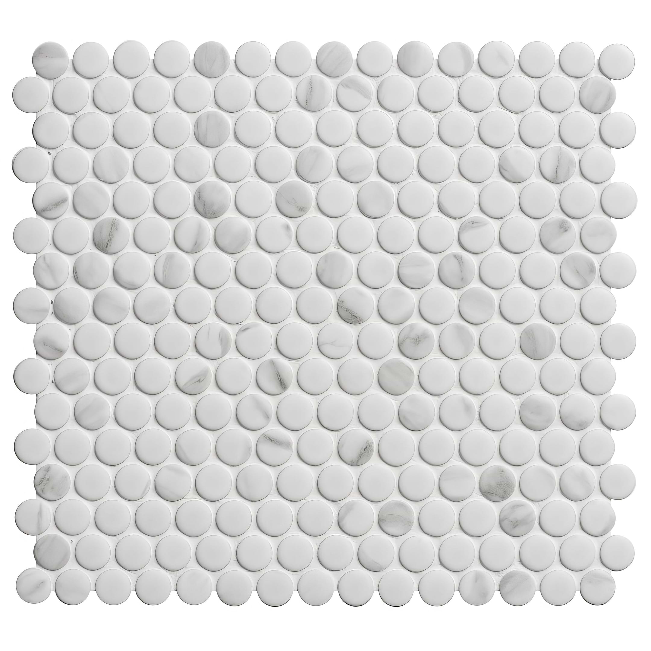 Penny Round Matt Carrara White - Hyperion Tiles