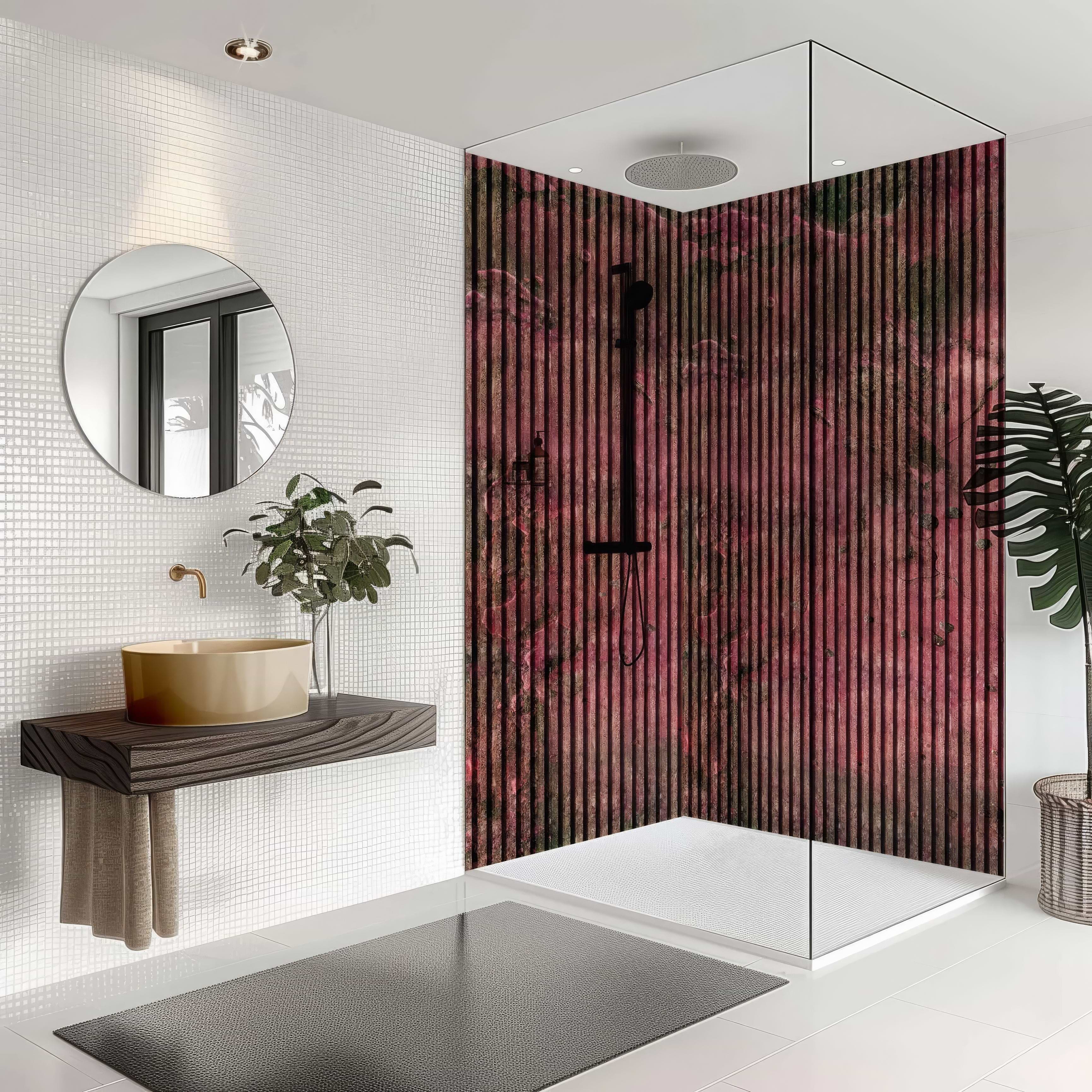 Shower Panel Pink Concrete Slat Wall By Hyperion Tiles