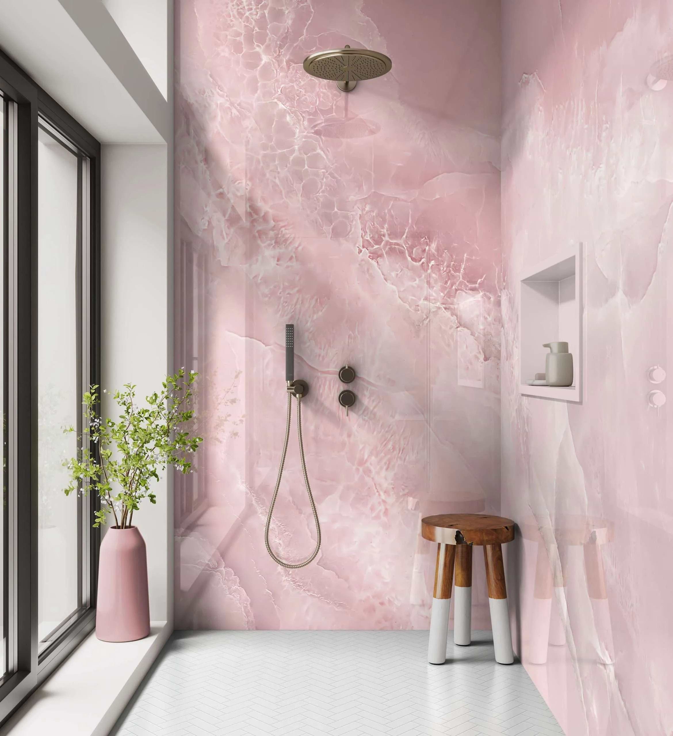 Shower Panel Pink Marble By Hyperion Tiles