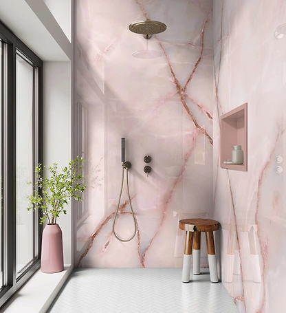 Shower Panel Pink Veined Marble By Hyperion Tiles