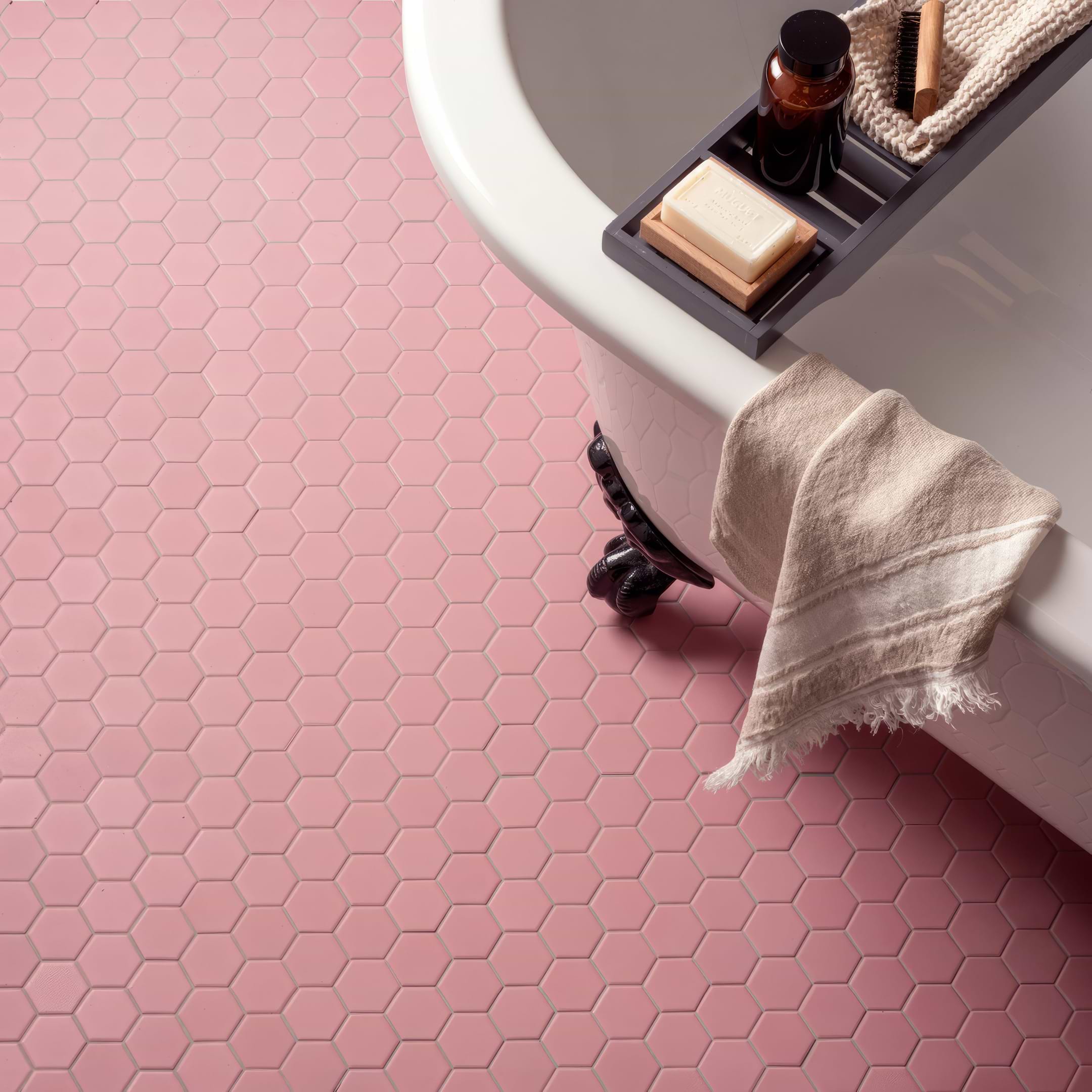 Pink Hexagon Slip Resistant - Hyperion Tiles