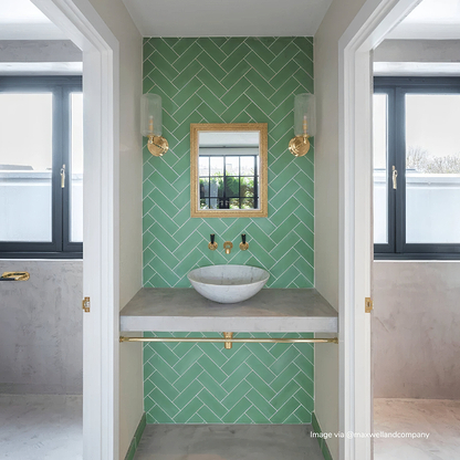 Pistachio Herringbone Tile - Hyperion Tiles