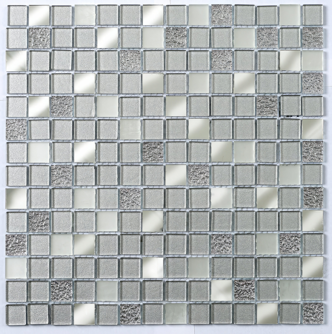 Platinum Silver Glass &amp; Mirror Mix Mosaic - Hyperion Tiles