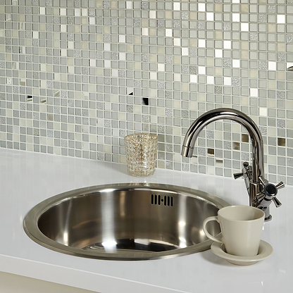 Platinum Silver Glass & Mirror Mix Mosaic - Hyperion Tiles