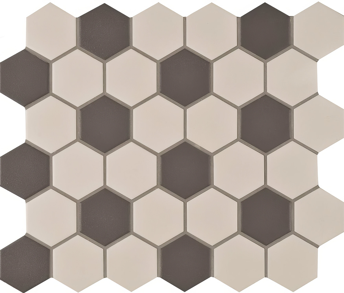 Porcelain Hexagon White &amp; Black - Hyperion Tiles