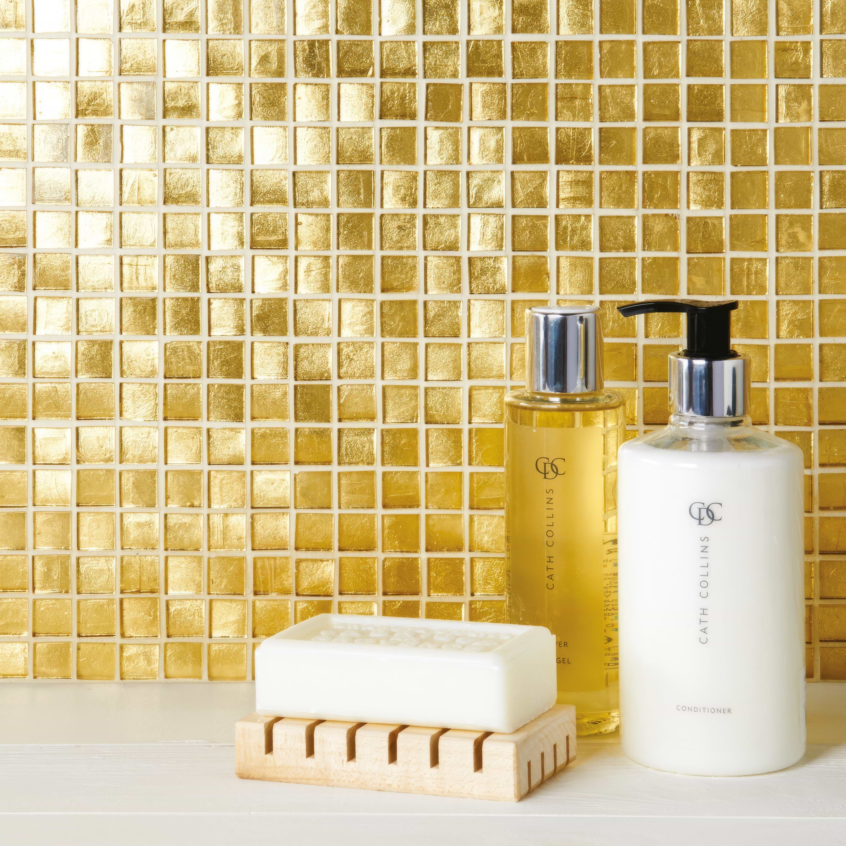 Reflection Mosaic - Golden Glass Mosaic Tiles – Hyperion Tiles
