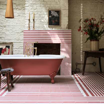 Rhubarb Skinny Stripe Tile - Hyperion Tiles