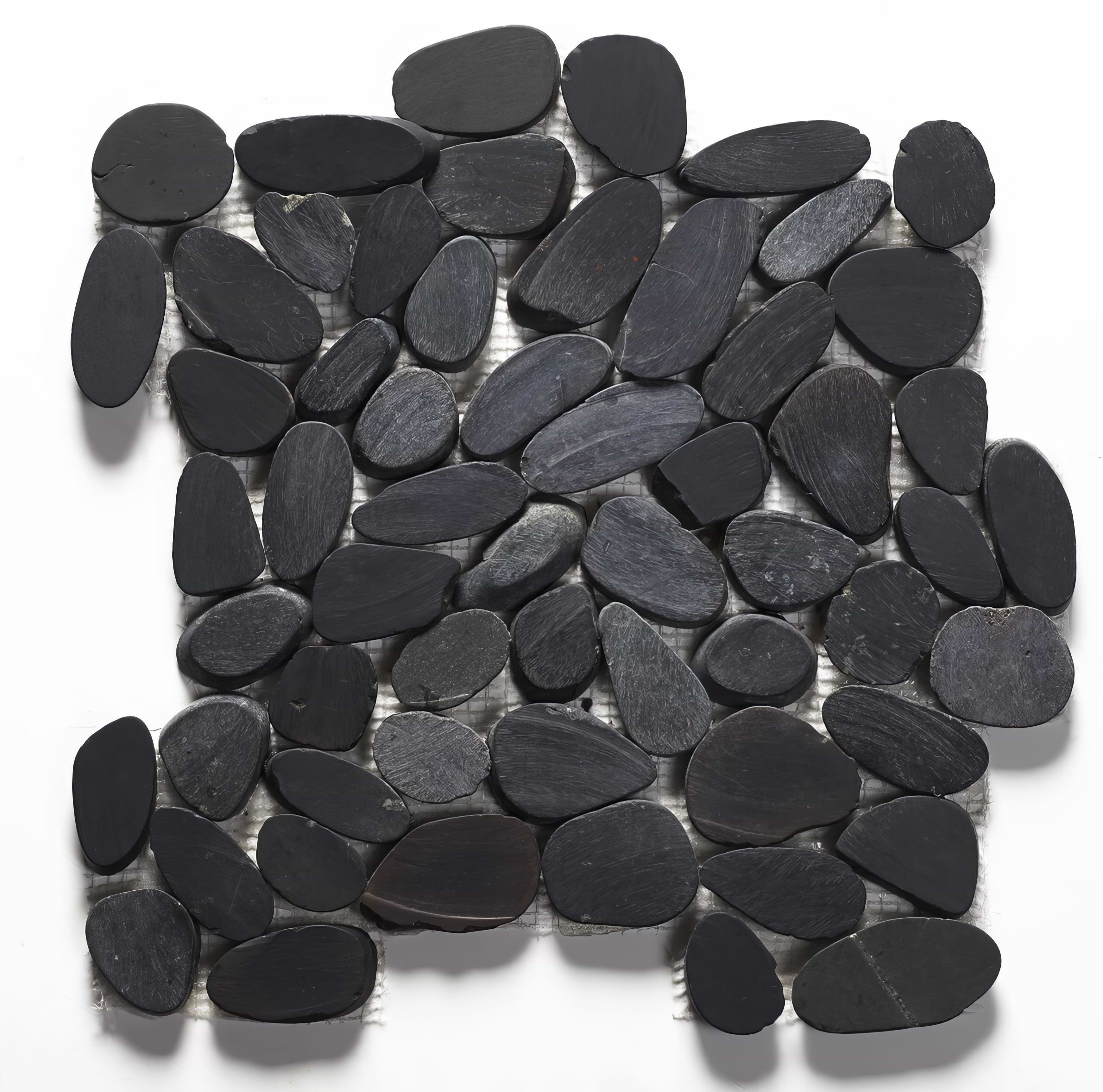 Riverstone Black Flat Cut Pebble Mosaic - Hyperion Tiles