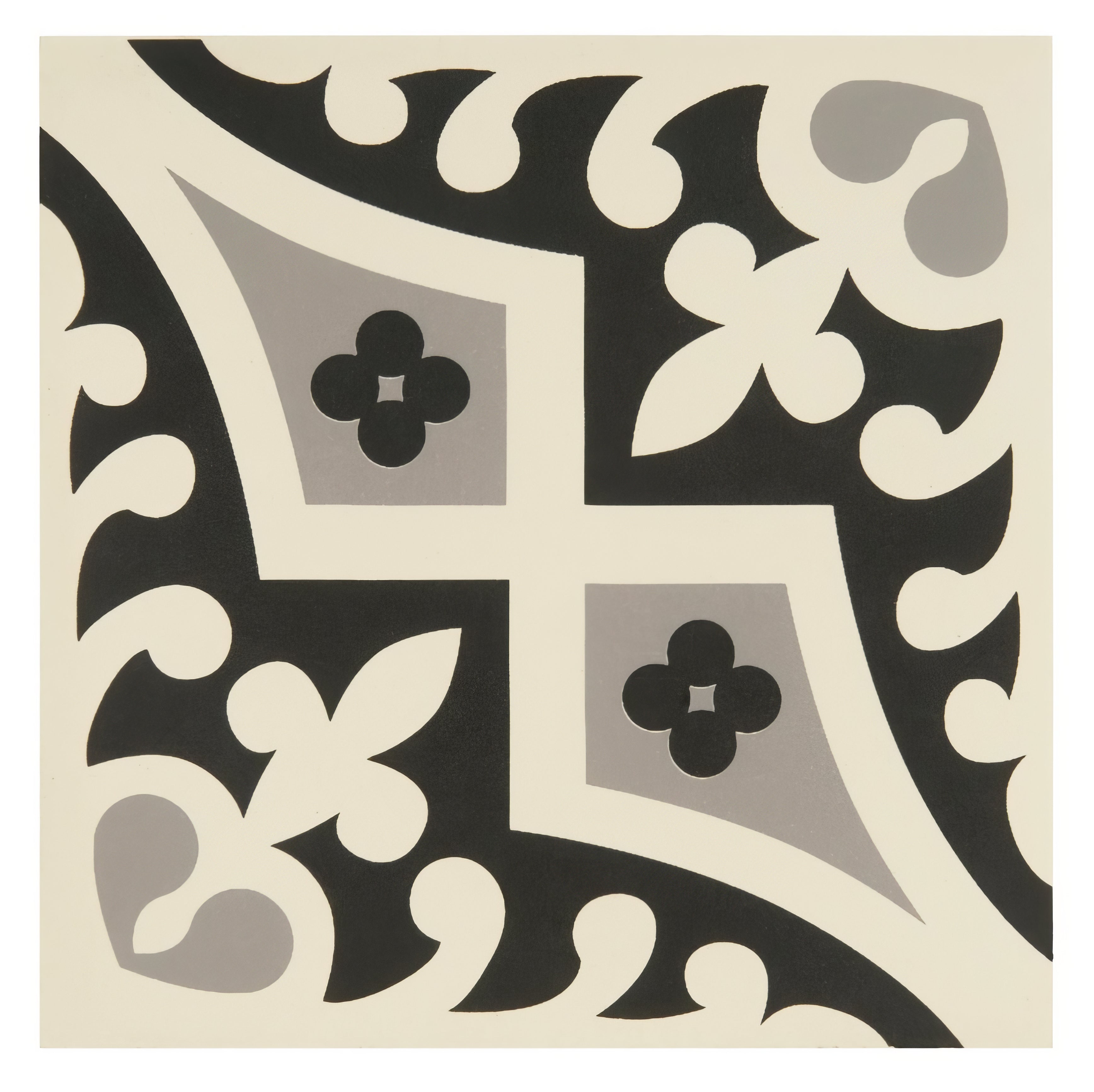 Romanesque Light Grey and Black on White - Hyperion Tiles