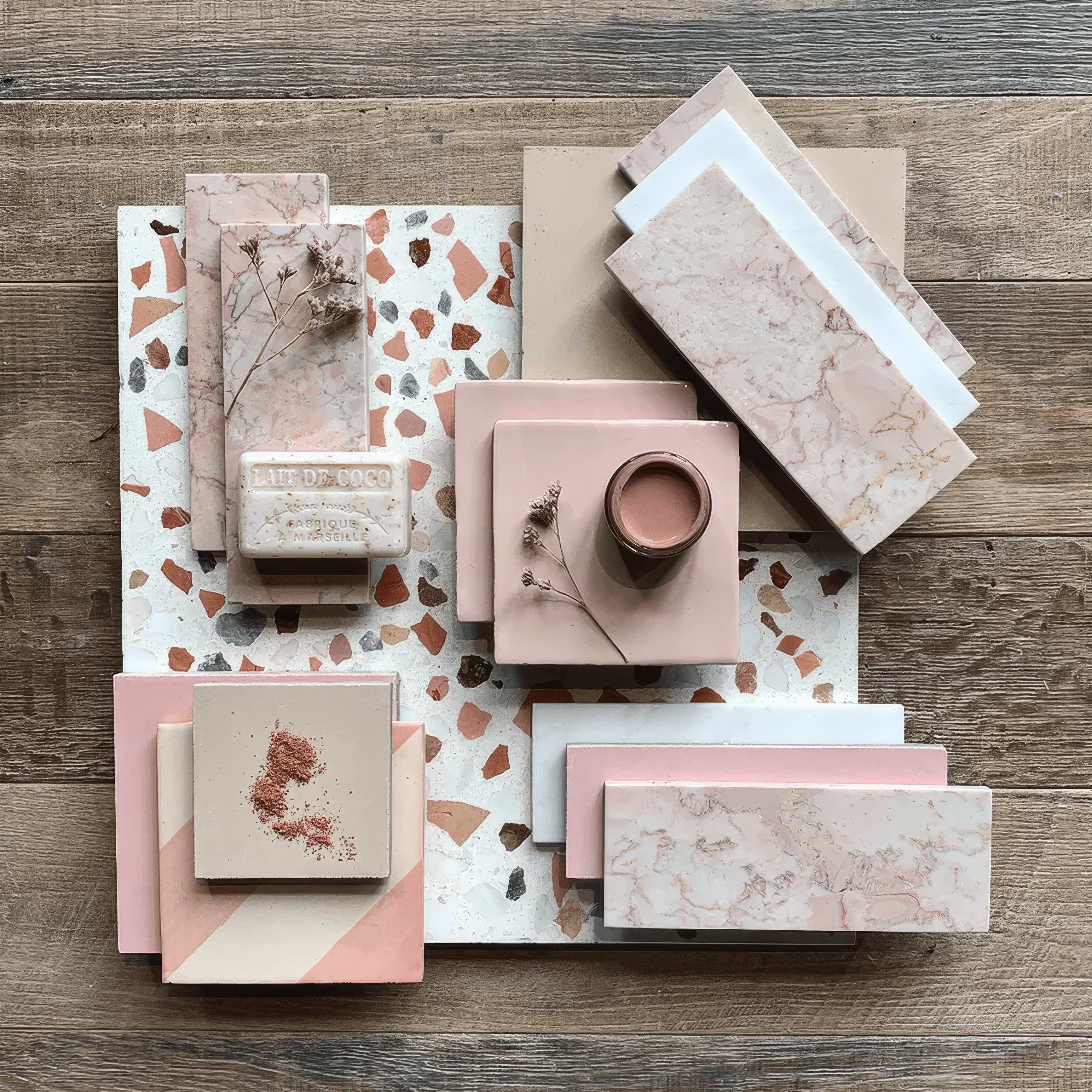 Rose Pink Herringbone Honed Marble Tile - Hyperion Tiles
