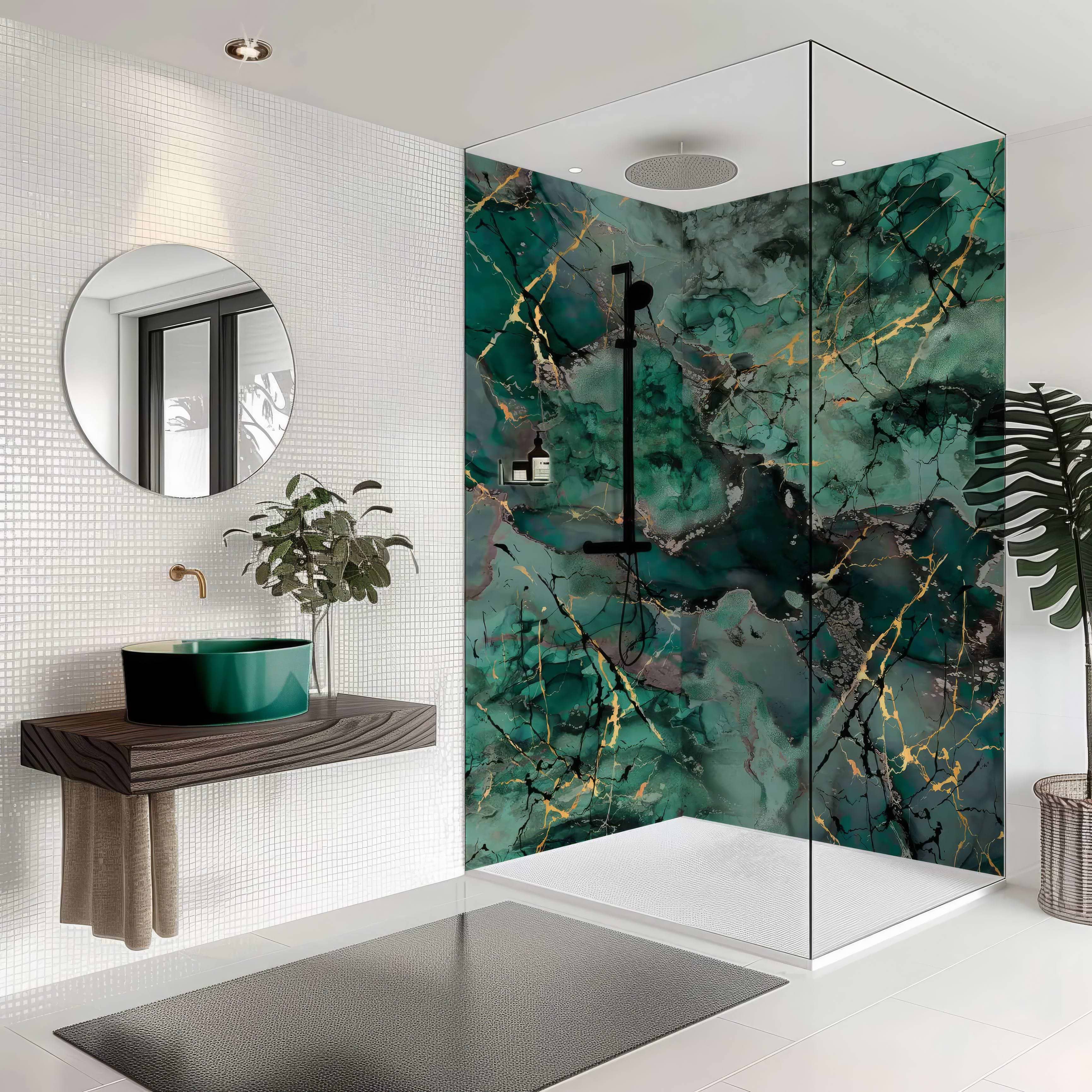 Shower Panel Liquid Marble Teal By Hyperion Tiles