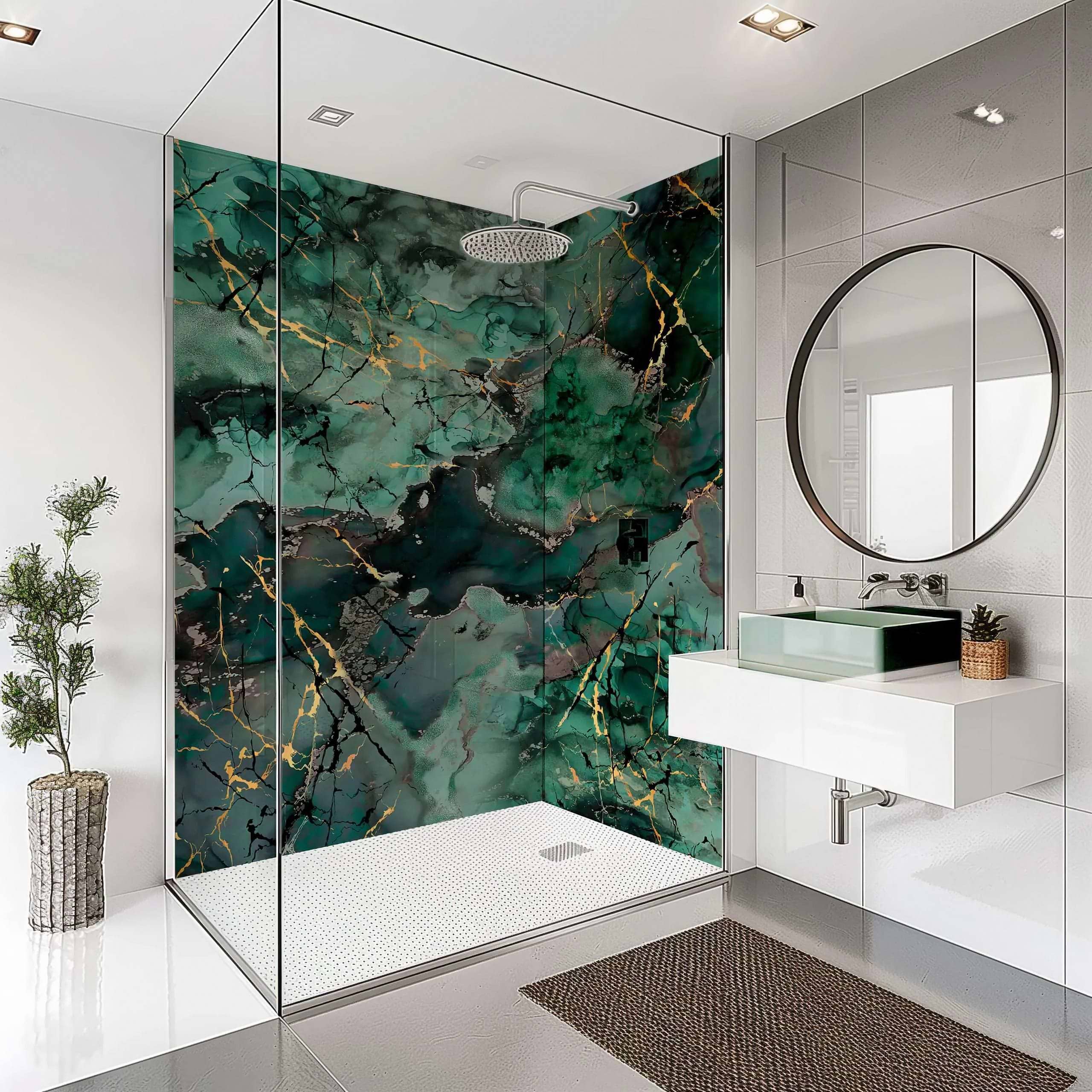 Shower Panel Liquid Marble Teal By Hyperion Tiles