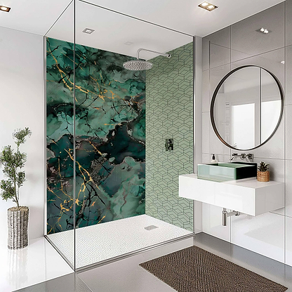 Shower Panel Liquid Marble Teal By Hyperion Tiles