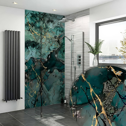 Shower Panel Liquid Marble Teal By Hyperion Tiles