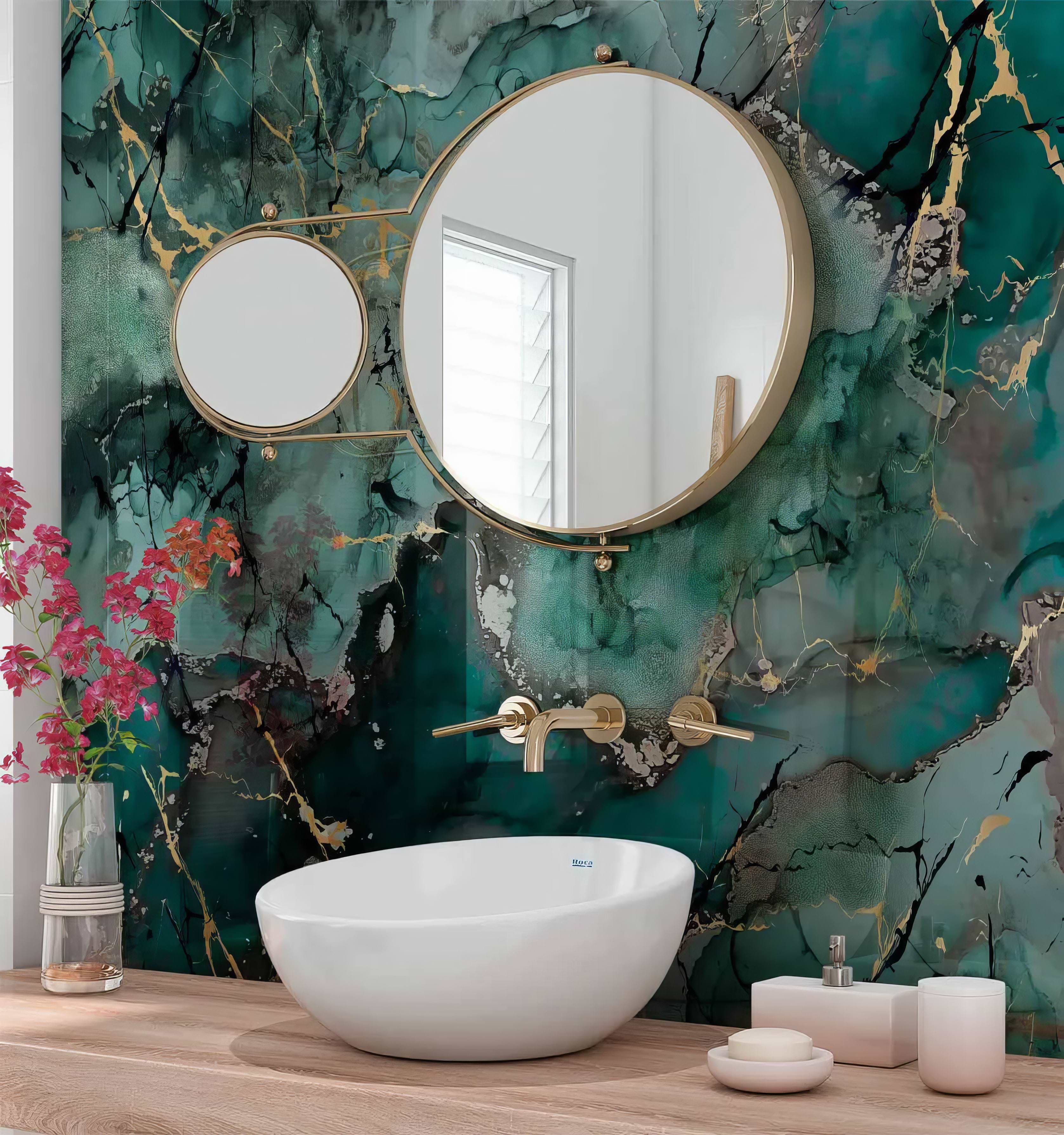 Shower Panel Liquid Marble Teal By Hyperion Tiles