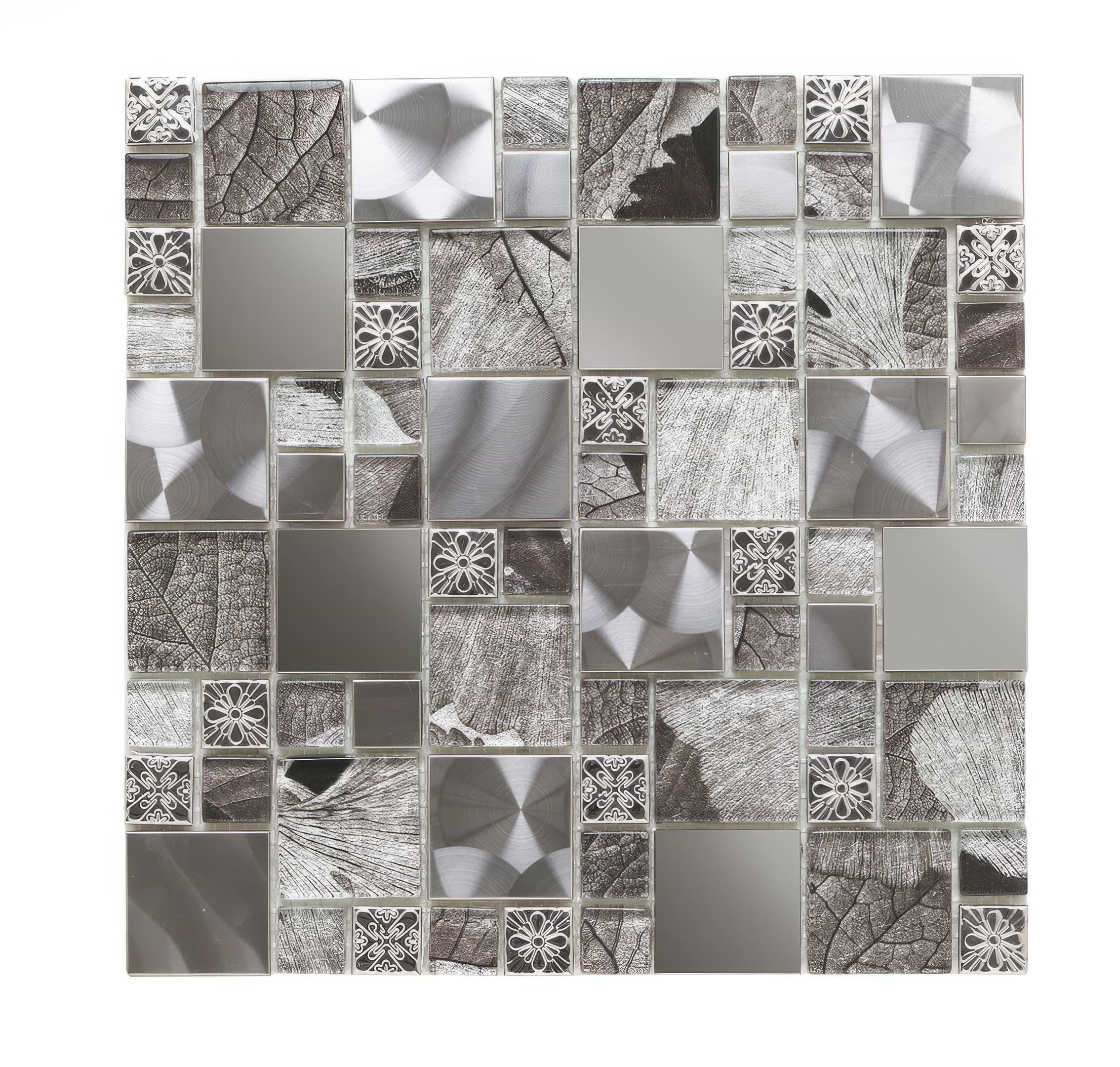 Saturn Silver Glass & Metal Mix Modular Mosaic - Hyperion Tiles