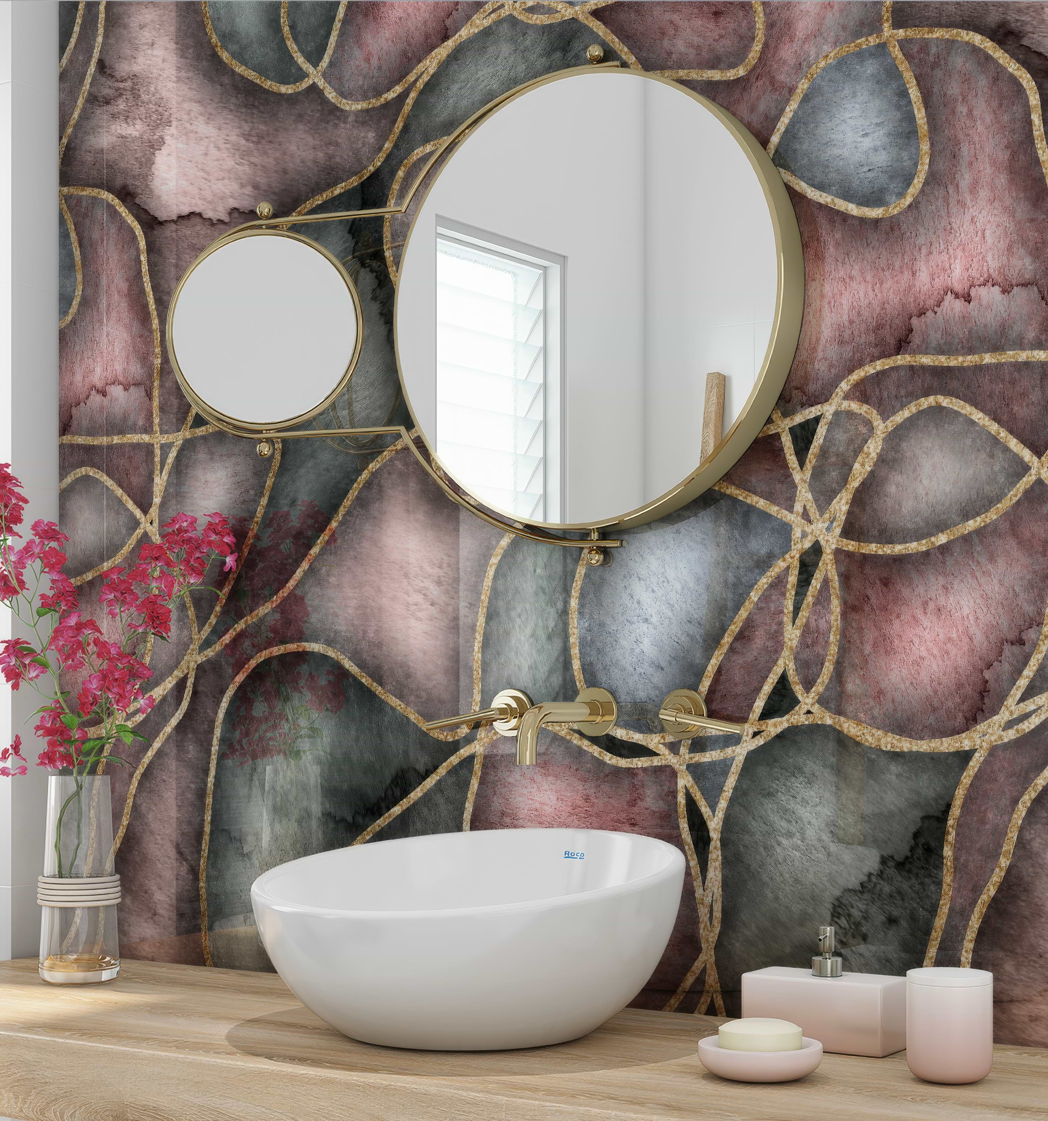 Shower Panel Blush Gold Curves By Hyperion Tiles