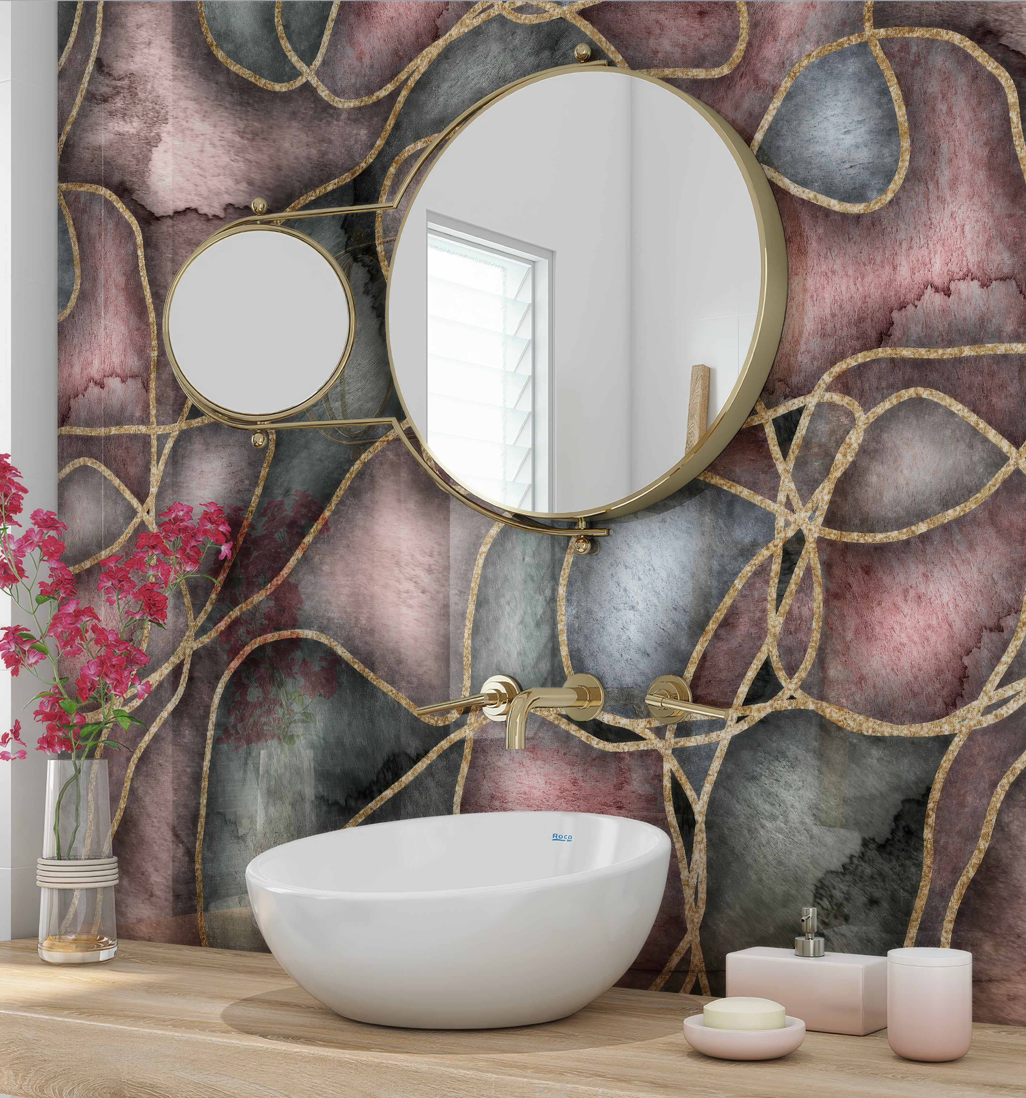 Shower Panel Blush Gold Curves By Hyperion Tiles