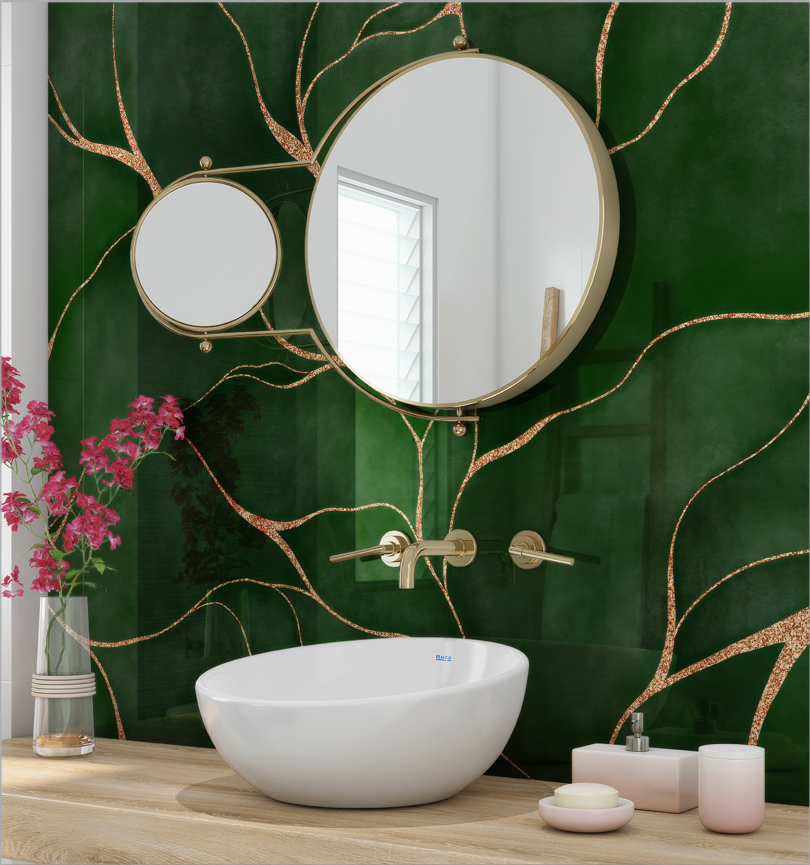 Shower Panel Kintsugi Green By Hyperion Tiles