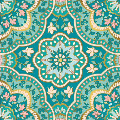 Shower Panel Indian Floral Manadala By Hyperion Tiles