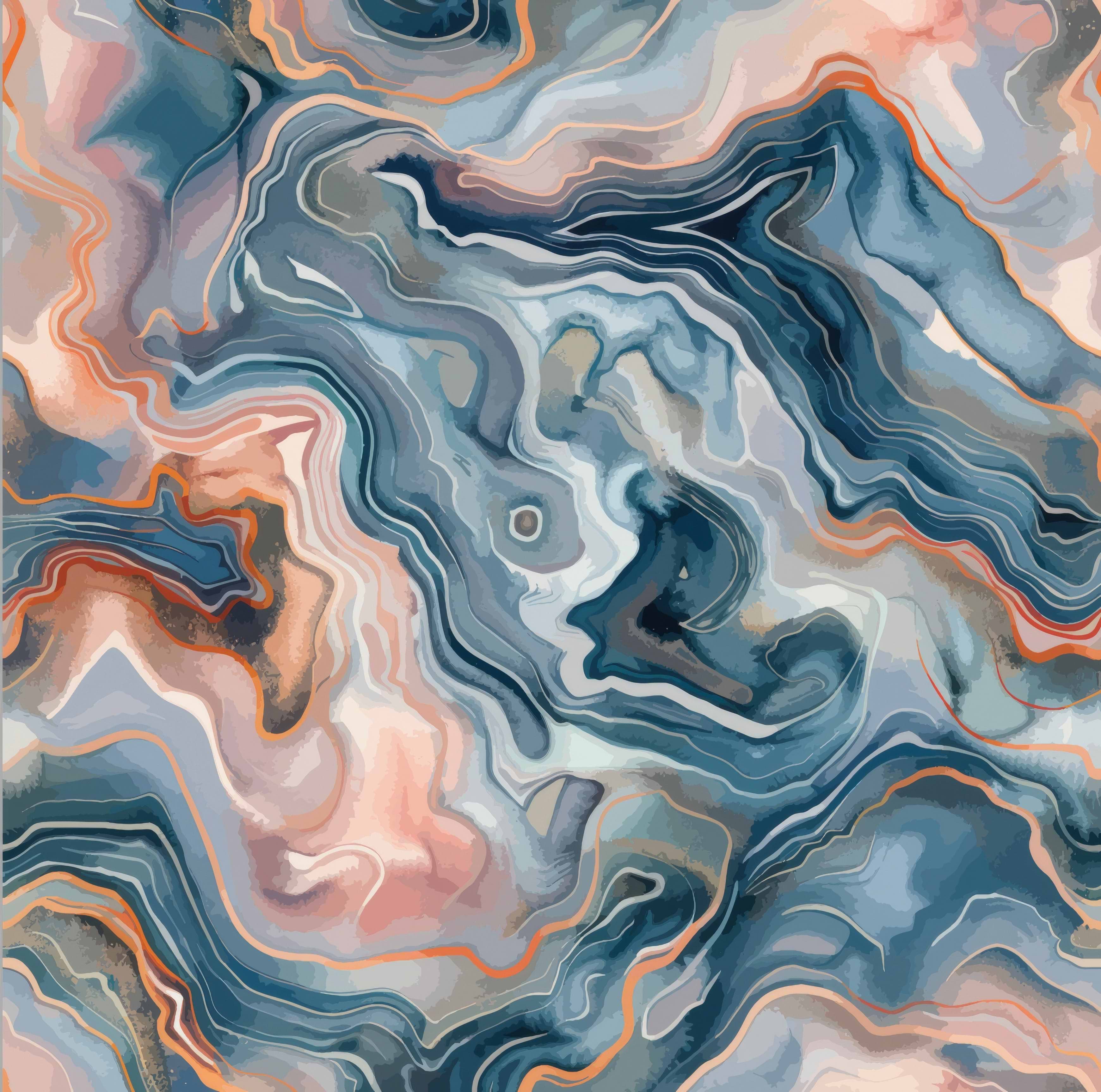 Shower Panel Marble Alcohol Ink in Peach & Blue By Hyperion Tiles