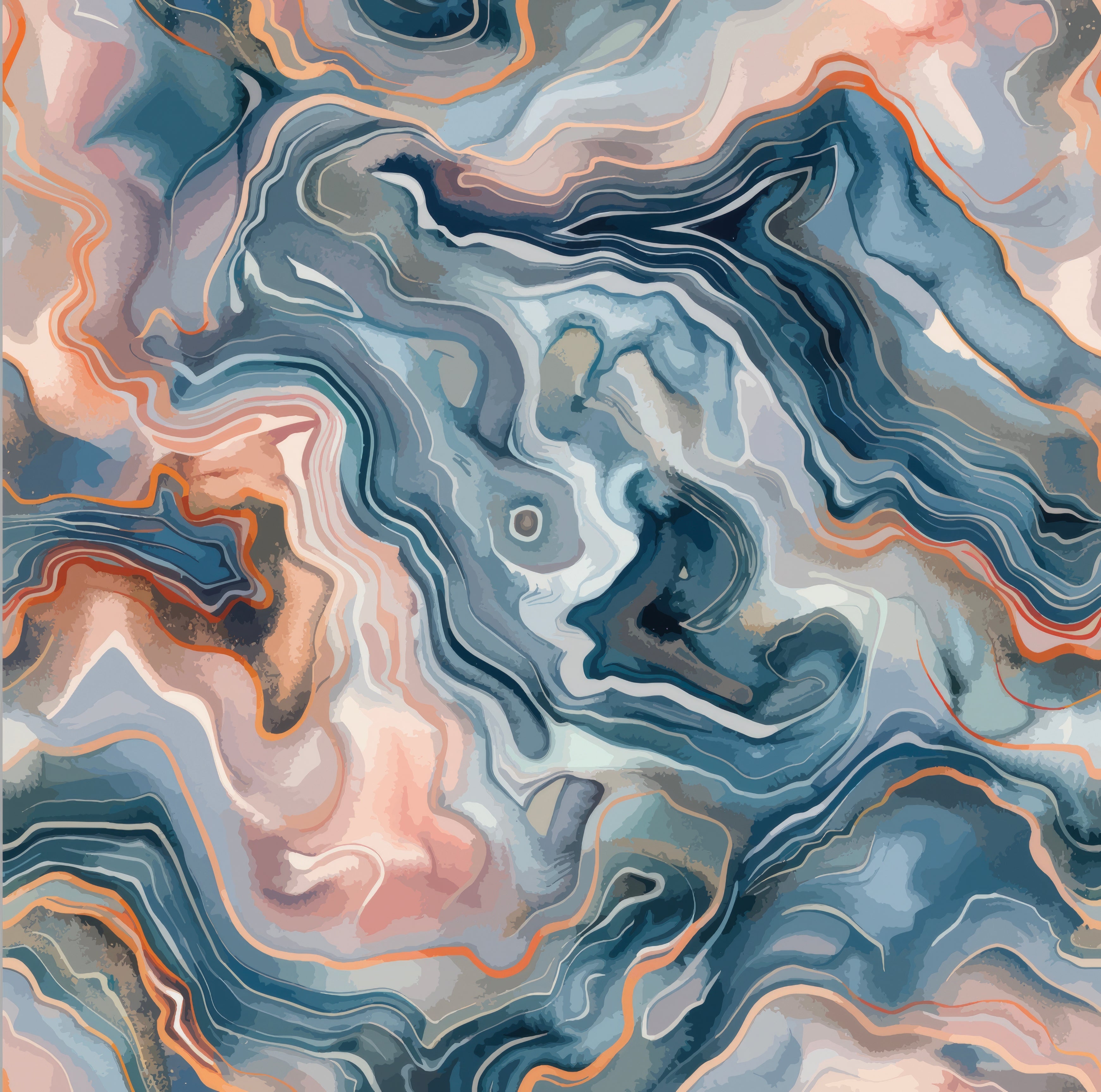 Shower Panel Marble Alcohol Ink in Peach & Blue By Hyperion Tiles