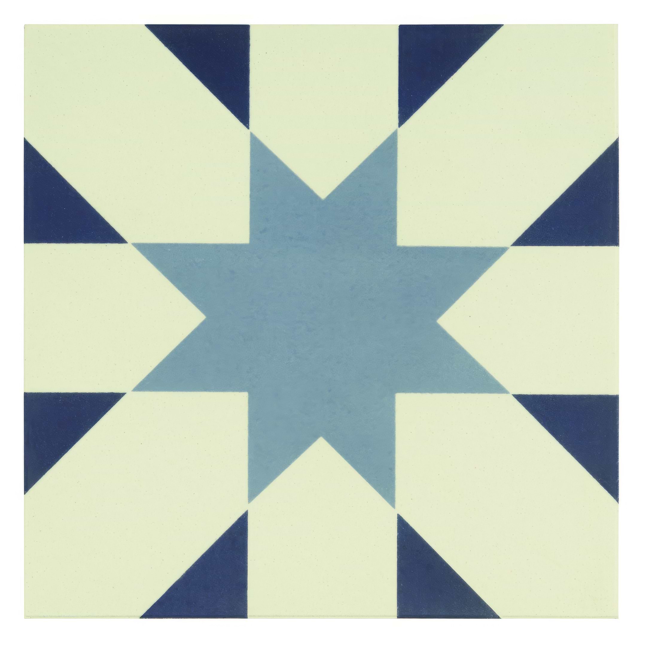 Seville Light Blue and Dark Blue on Dover White - Hyperion Tiles