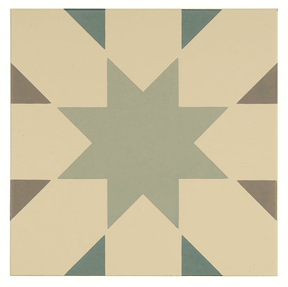 Seville Light Grey, Light Jade and Dark Jade on White - Hyperion Tiles