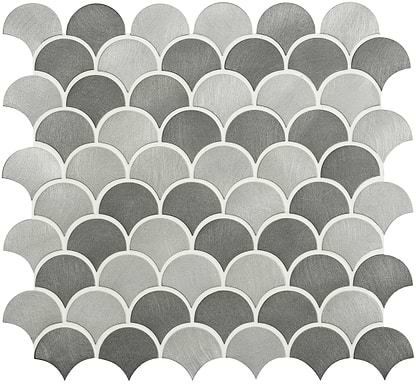 Skaro Grey and Silver Mix Scale Aluminium Mosaic - Hyperion Tiles