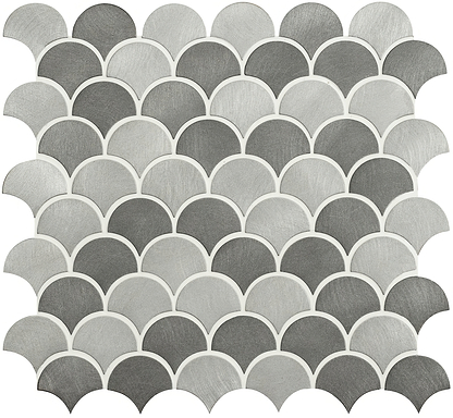 Skaro Grey and Silver Mix Scale Aluminium Mosaic - Hyperion Tiles