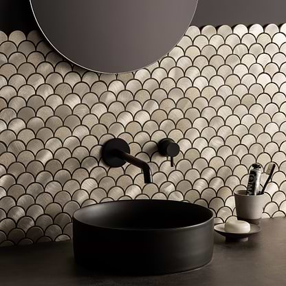 Skathi Gold Scale Mixed Finish Aluminium Mosaic - Hyperion Tiles