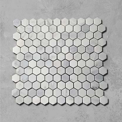 Small Hexagon White Marble Tile - Hyperion Tiles