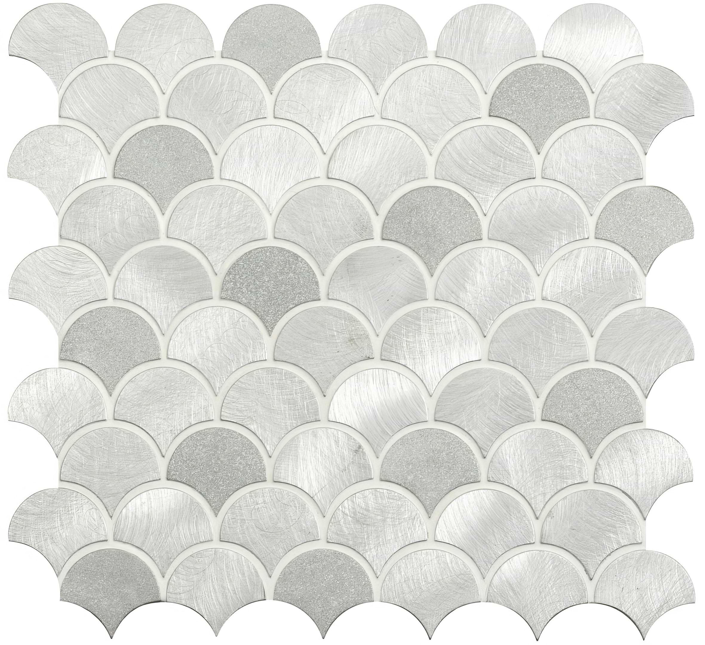 Surtur Silver Brushed Scale Aluminium Mosaic - Hyperion Tiles