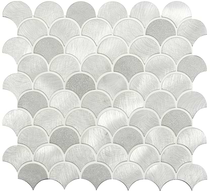 Surtur Silver Brushed Scale Aluminium Mosaic - Hyperion Tiles