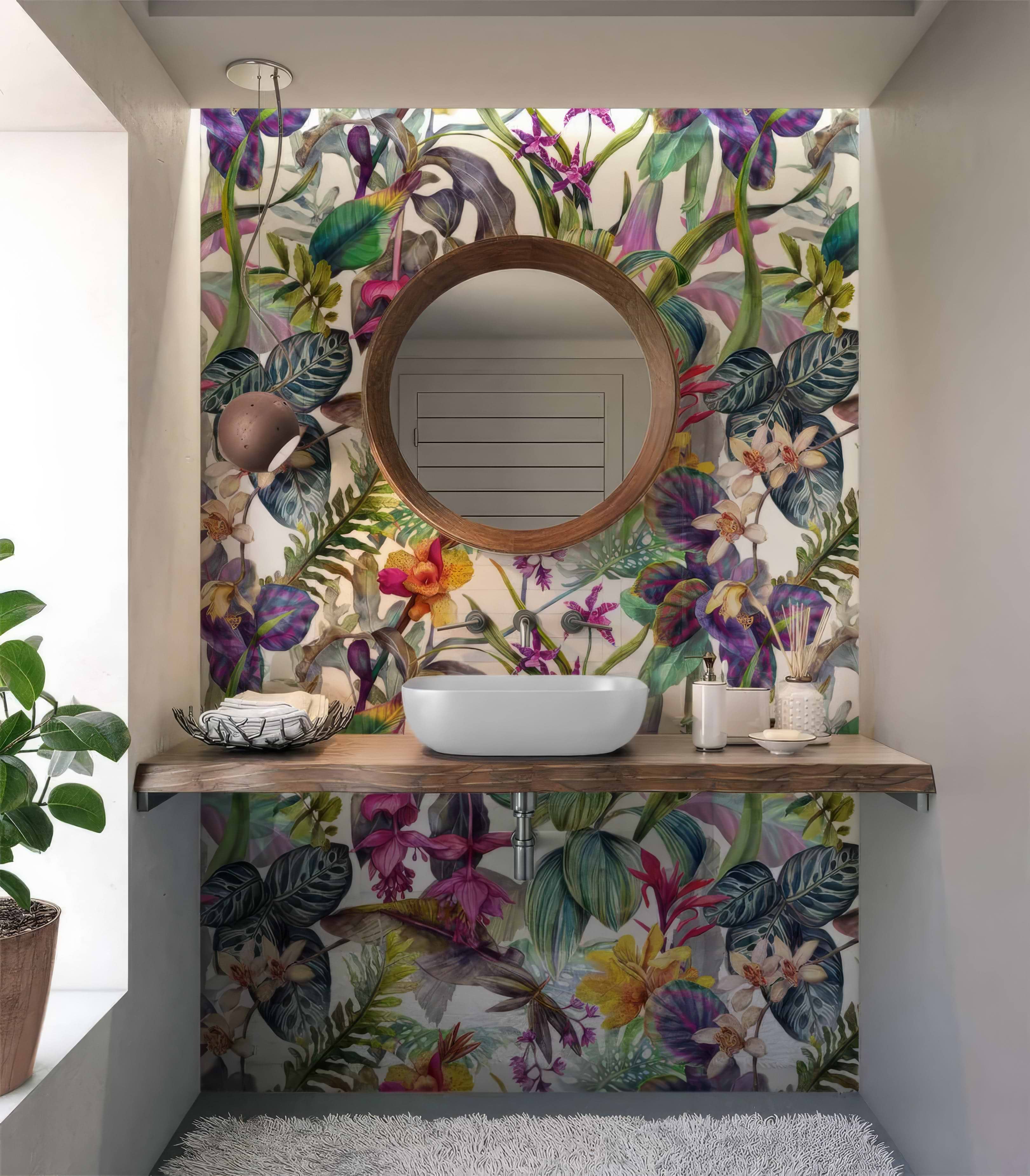 Tropical Floral Dream Shower Wall Panel By Hyperion Tiles