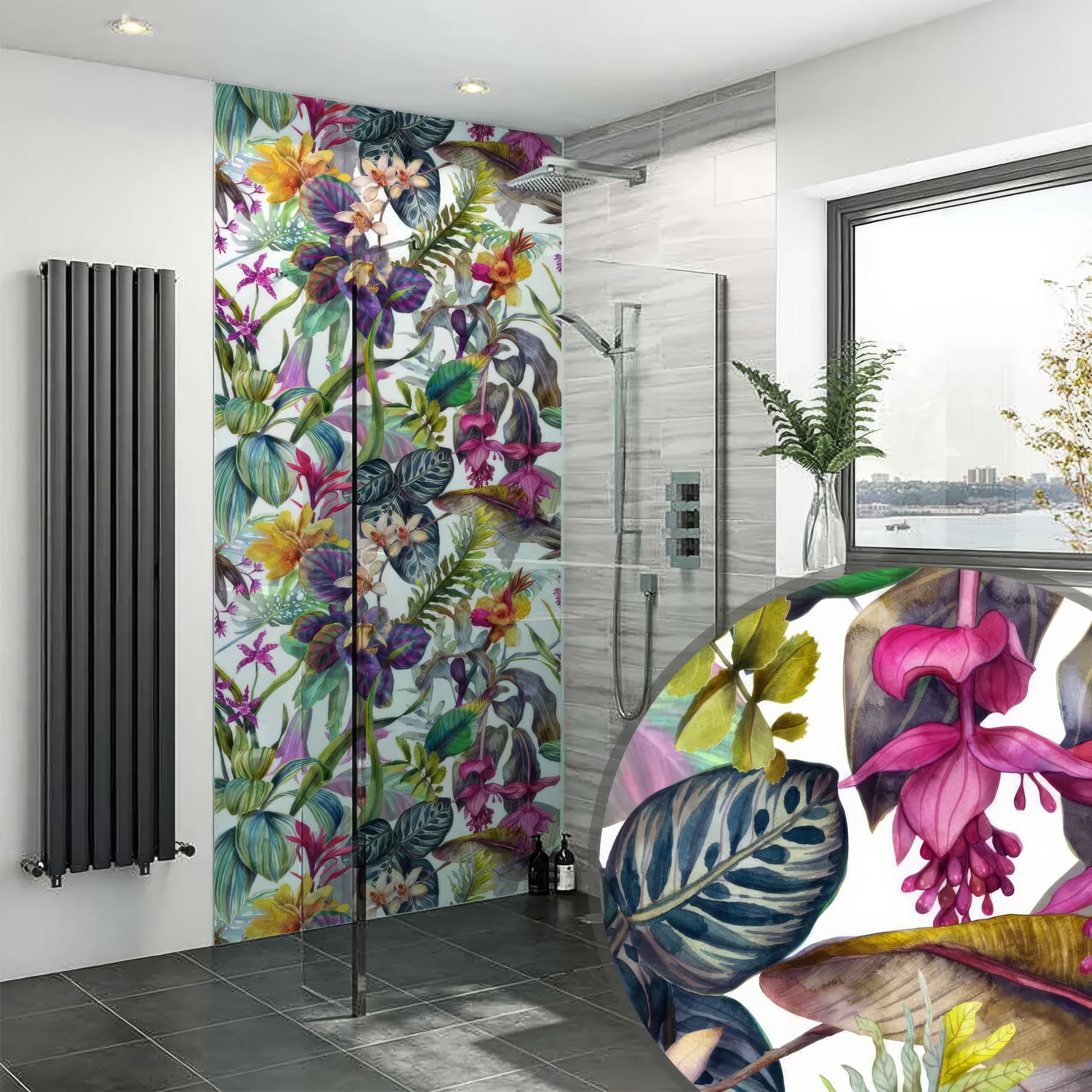 Tropical Floral Dream Shower Wall Panel By Hyperion Tiles