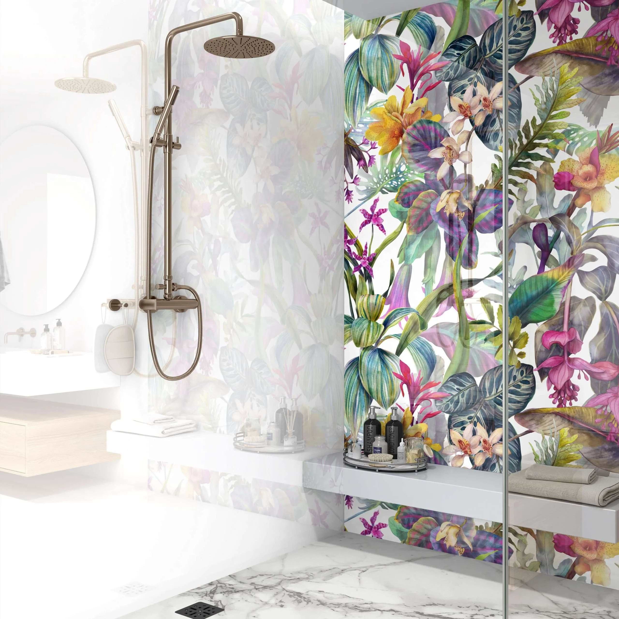 Tropical Floral Dream Shower Wall Panel By Hyperion Tiles