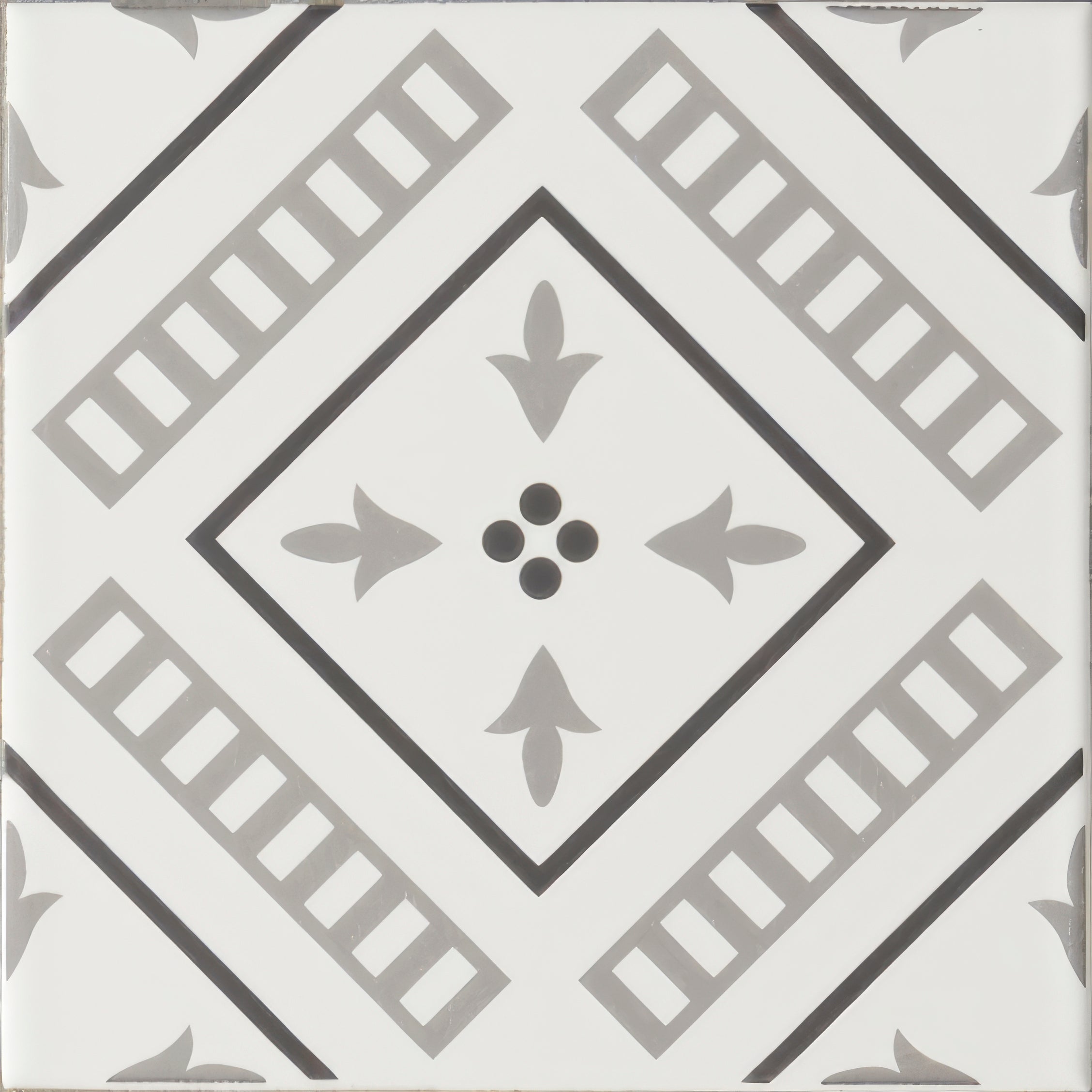 Vannerie Grey on Brilliant White - Hyperion Tiles