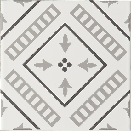 Vannerie Grey on Brilliant White - Hyperion Tiles
